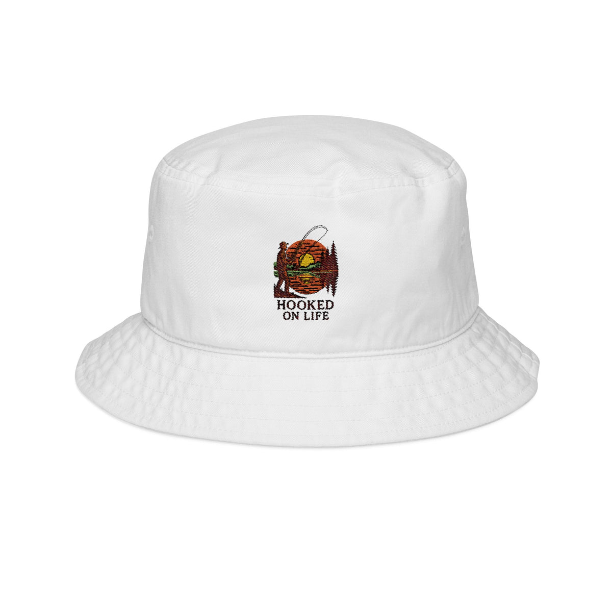 Hooked on Life Embroidered Bucket Hat