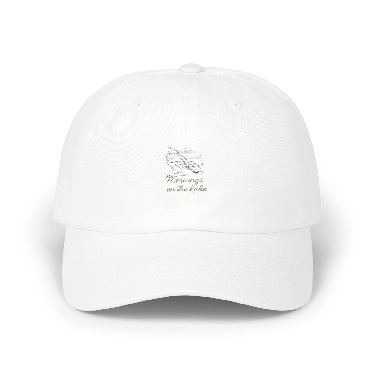 'Mornings on the Lake' Embroidered White Hat