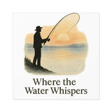 Fishing Square Stickers - "Where the Water Whispers"