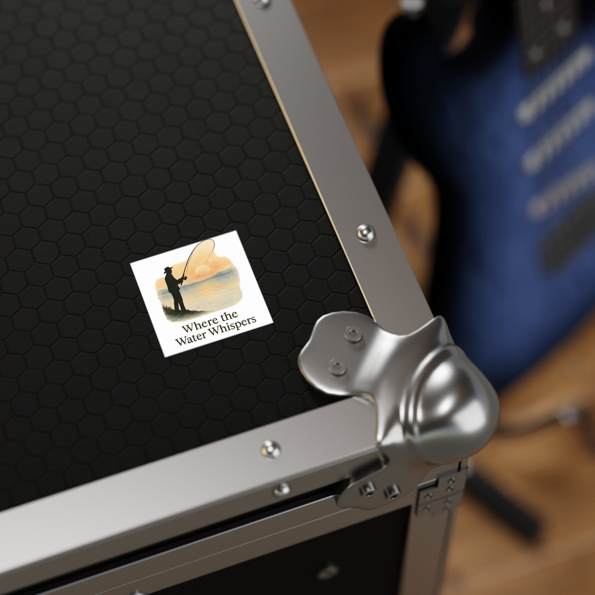 Fishing Square Stickers - "Where the Water Whispers"