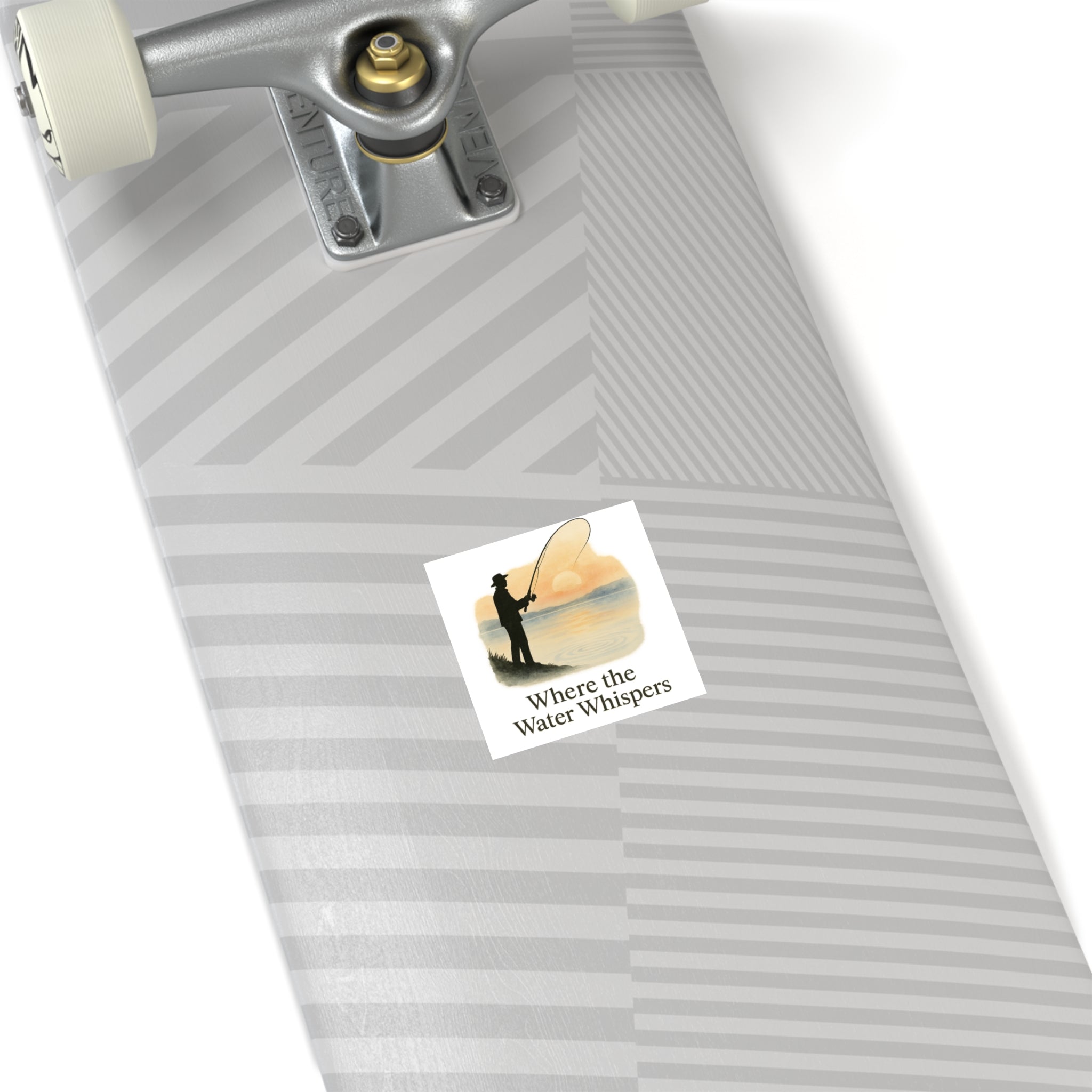 Fishing Square Stickers - "Where the Water Whispers"