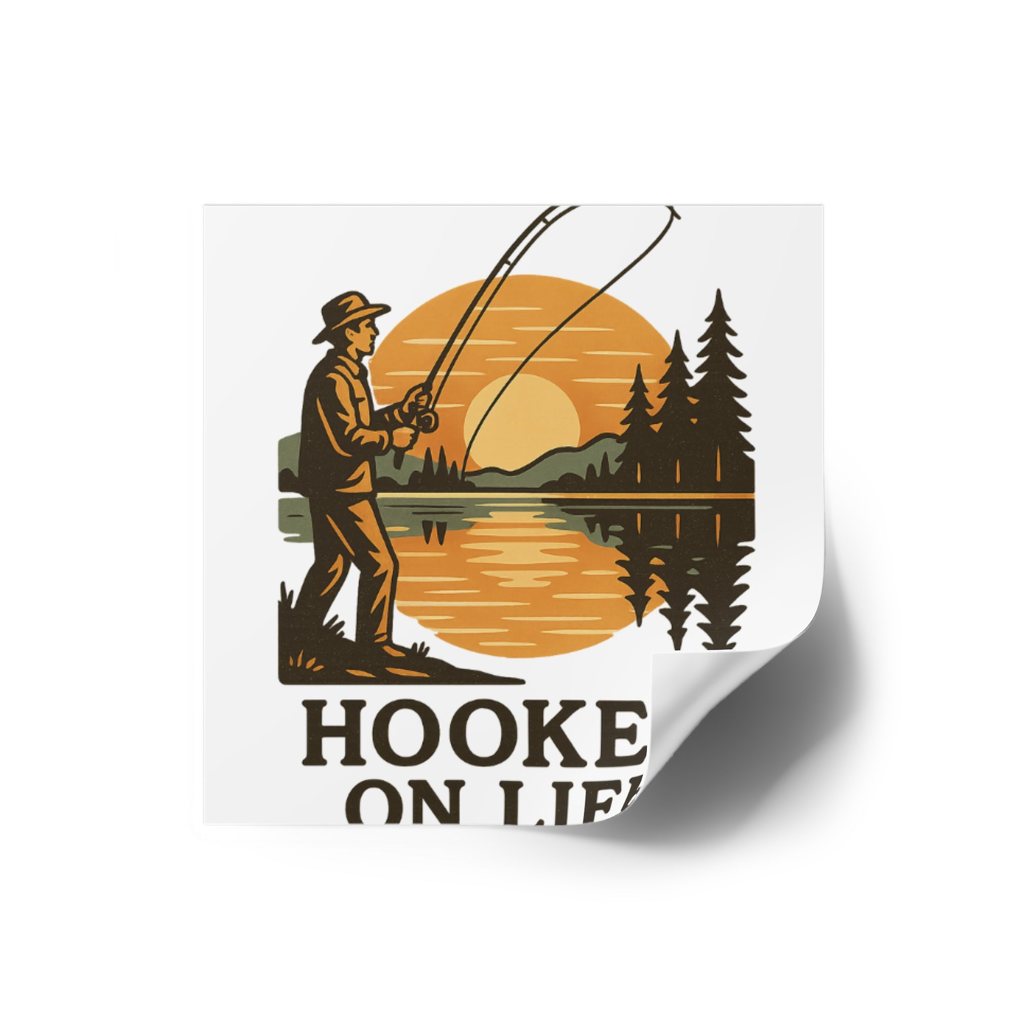 Fishing Theme Square Stickers